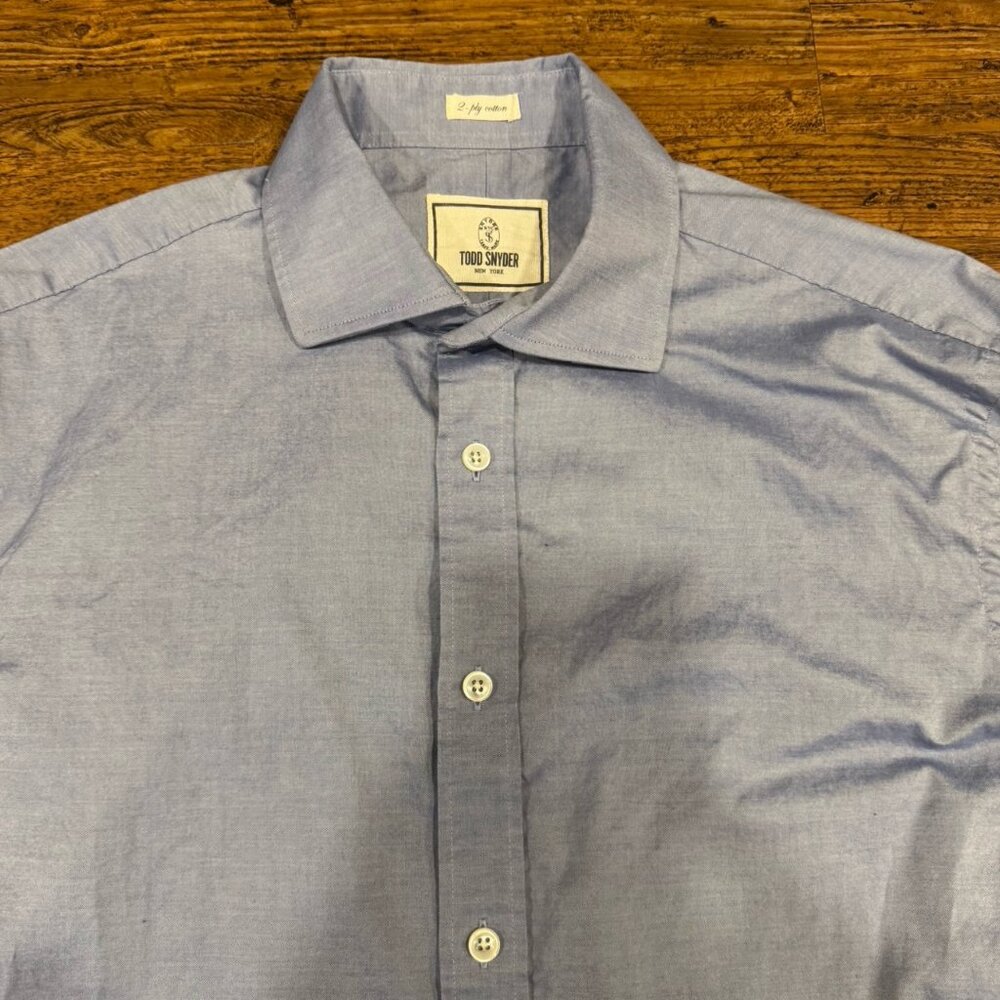 Todd Snyder Blue 2-Ply Cotton Dress Long Sleeve Button Up Shirt Men's 16-34/35‎
